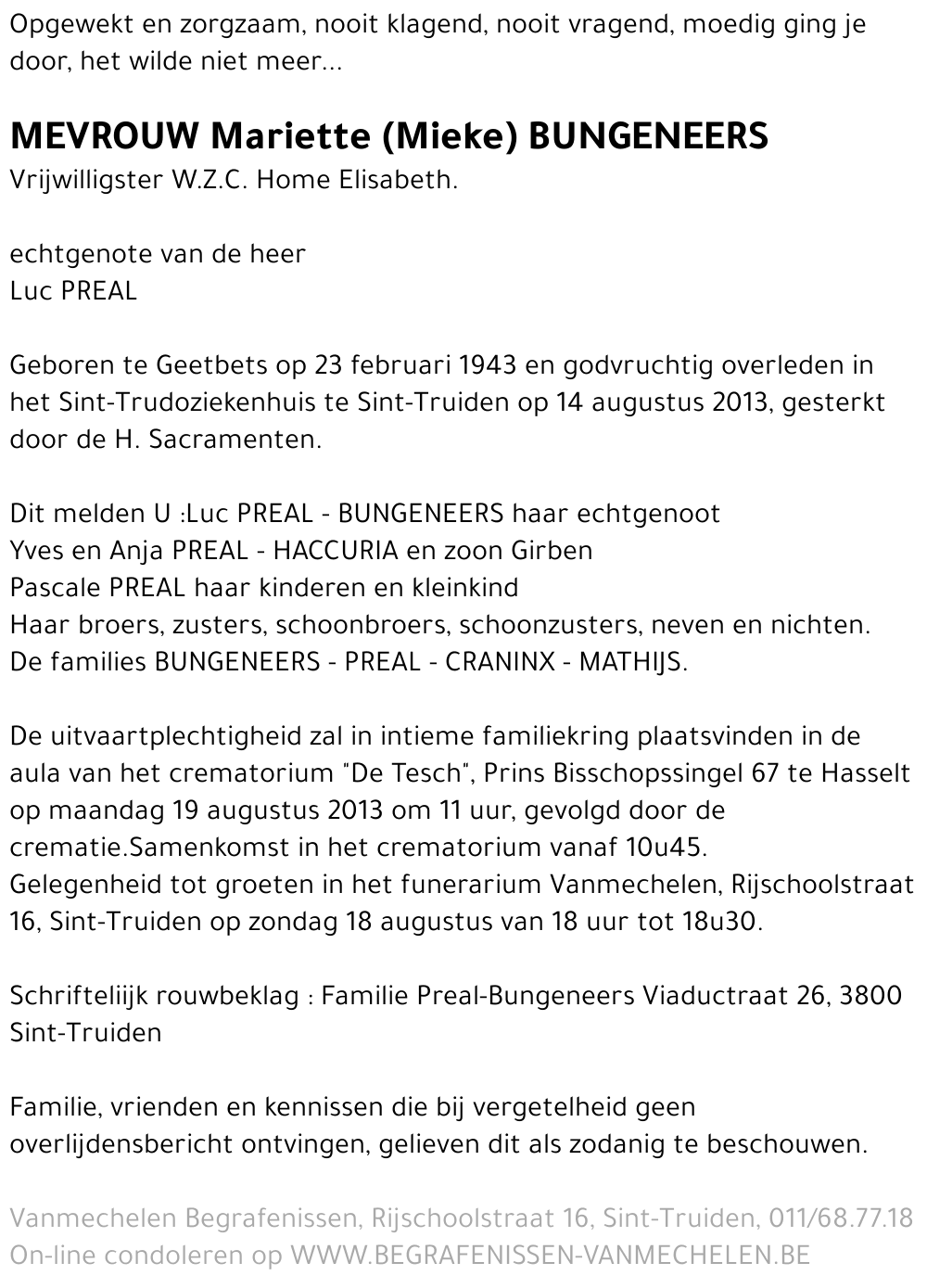 Mariette (Mieke) Bungeneers