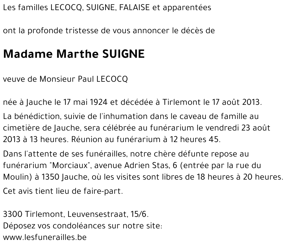 Marthe SUIGNE