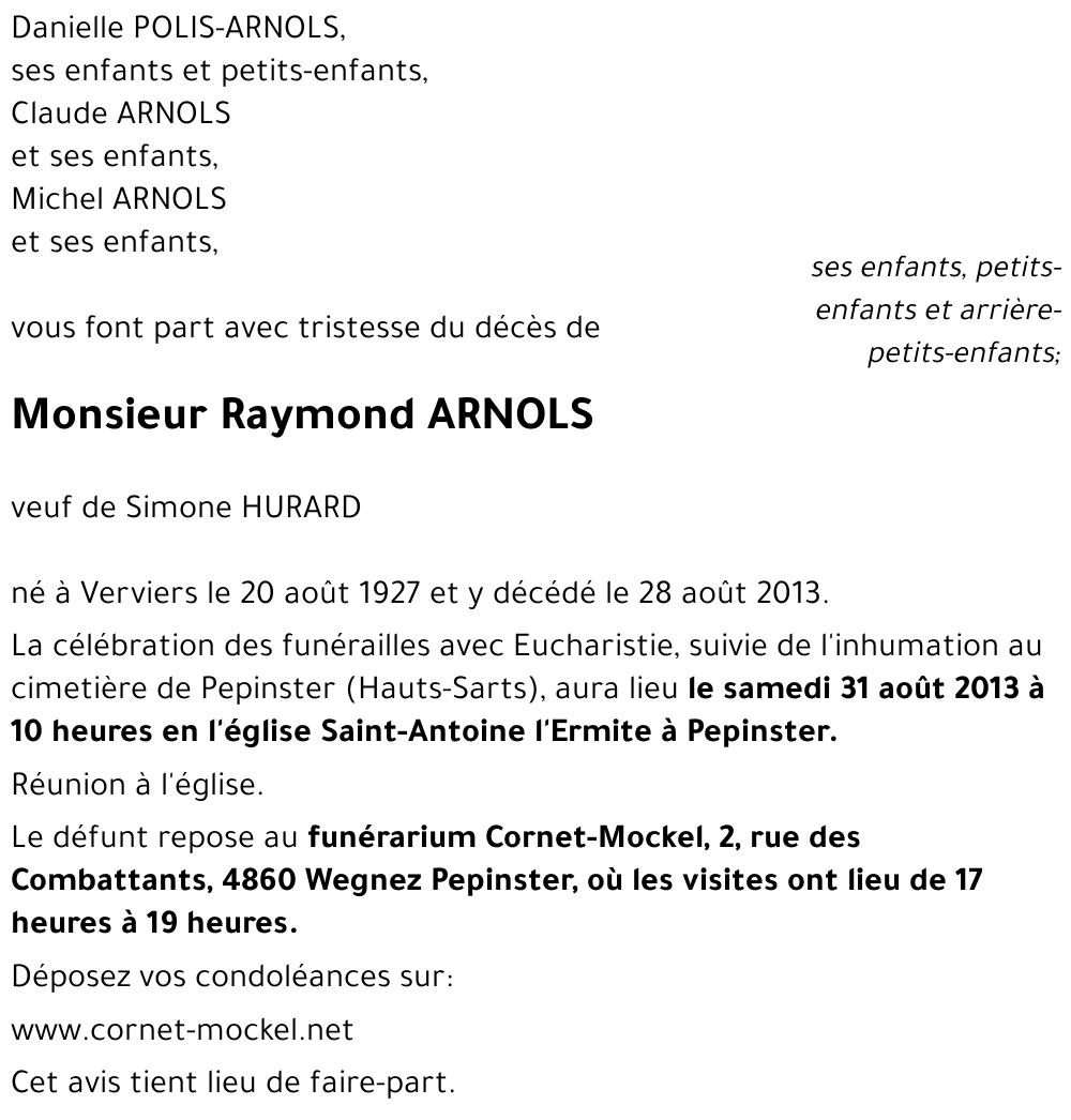 Raymond ARNOLS