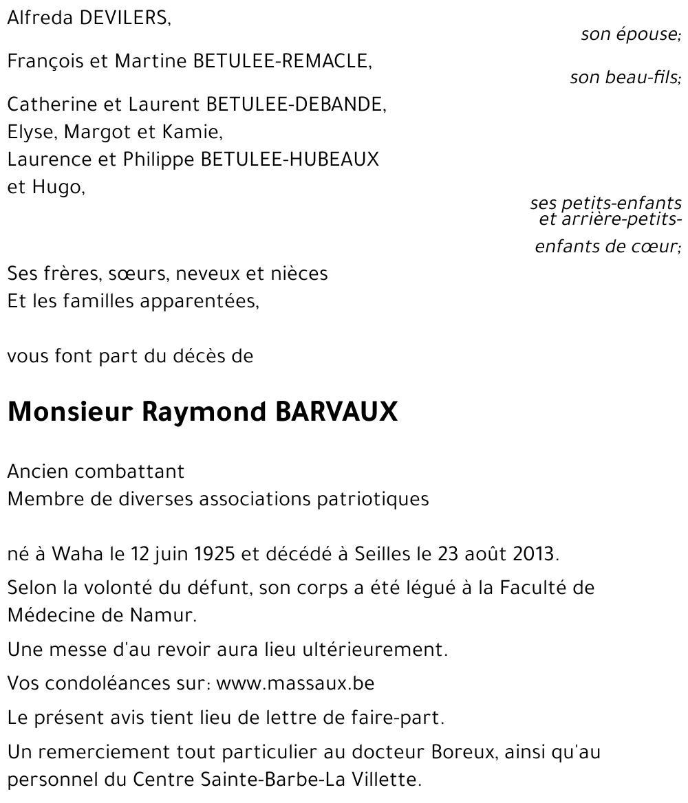 Raymond BARVAUX