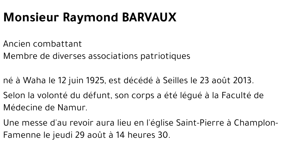 Raymond BARVAUX