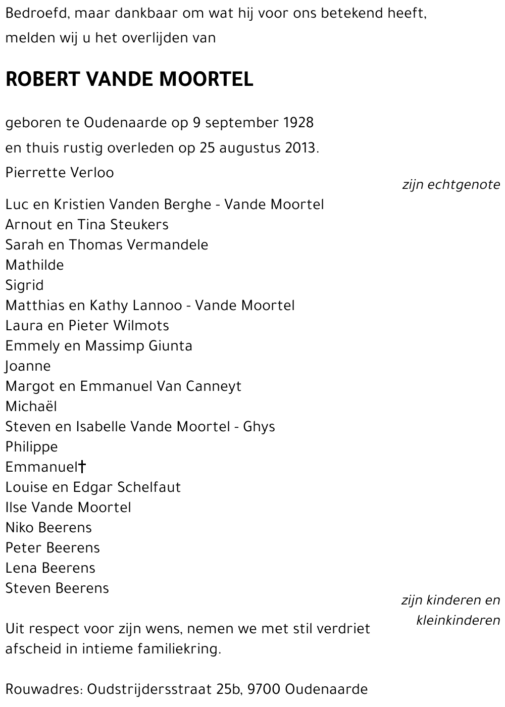 Robert VANDE MOORTEL