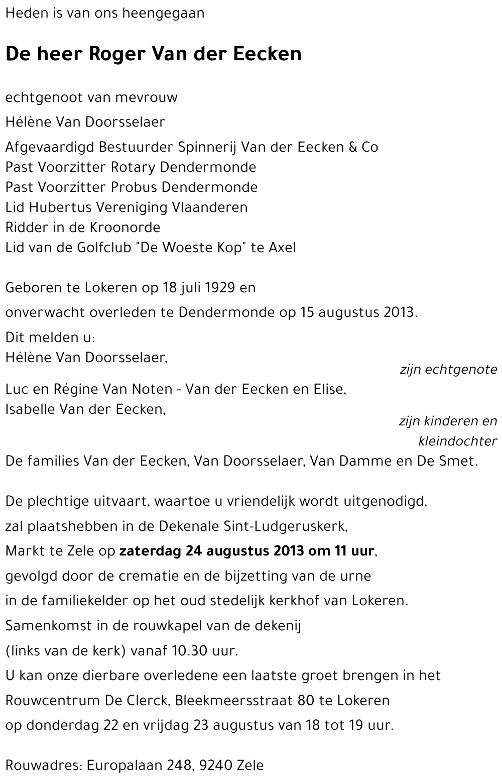 Roger Van der Eecken