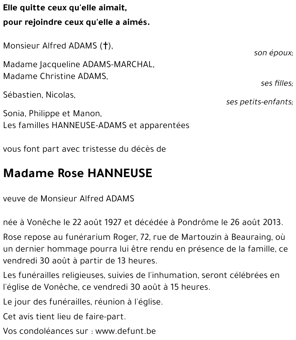 Rose HANNEUSE