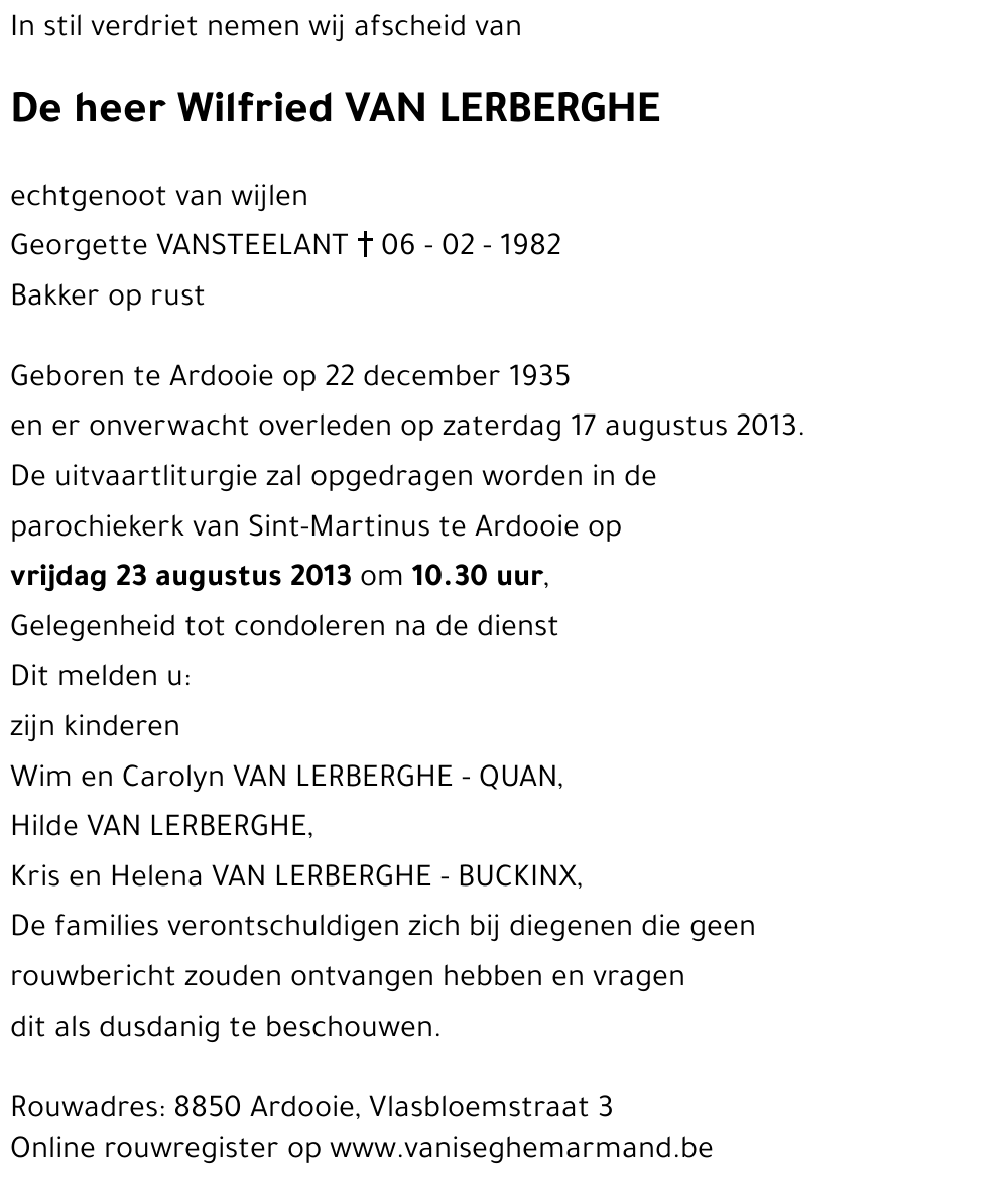 Wilfried VAN LERBERGHE