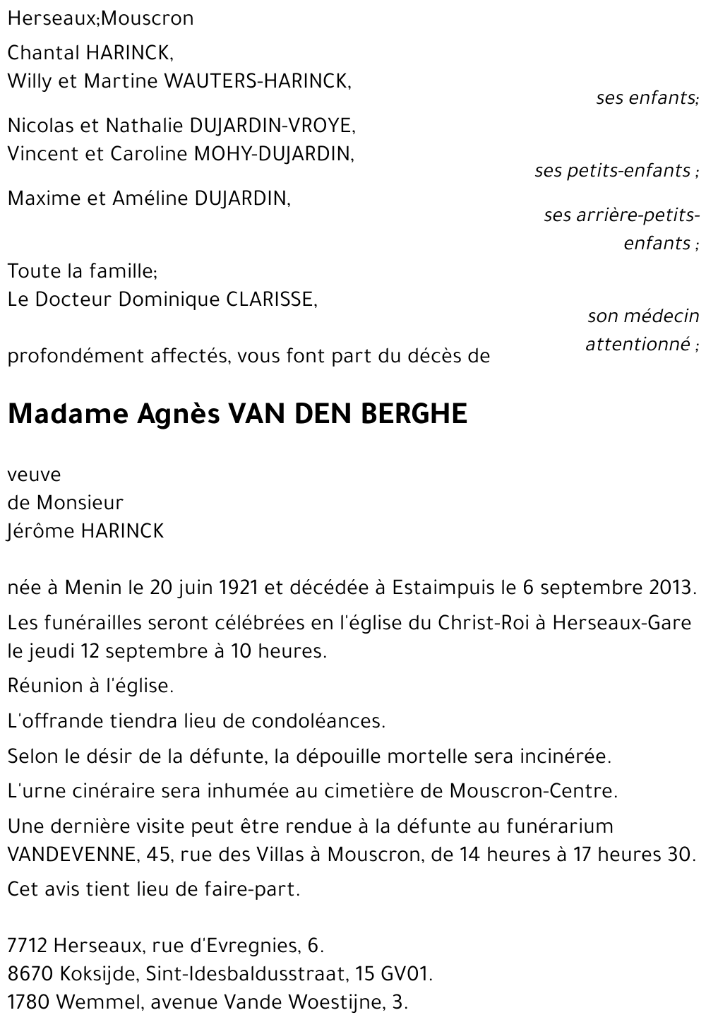 Agnès VAN DEN BERGHE