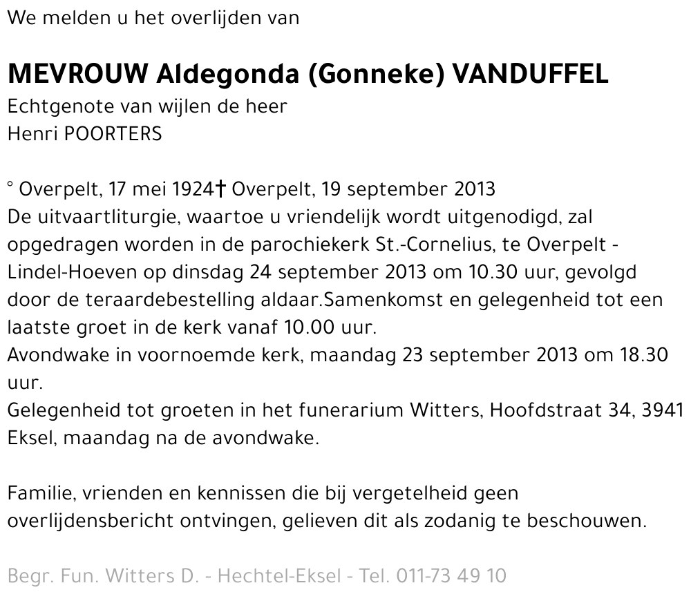 Aldegonda (Gonneke) Vanduffel