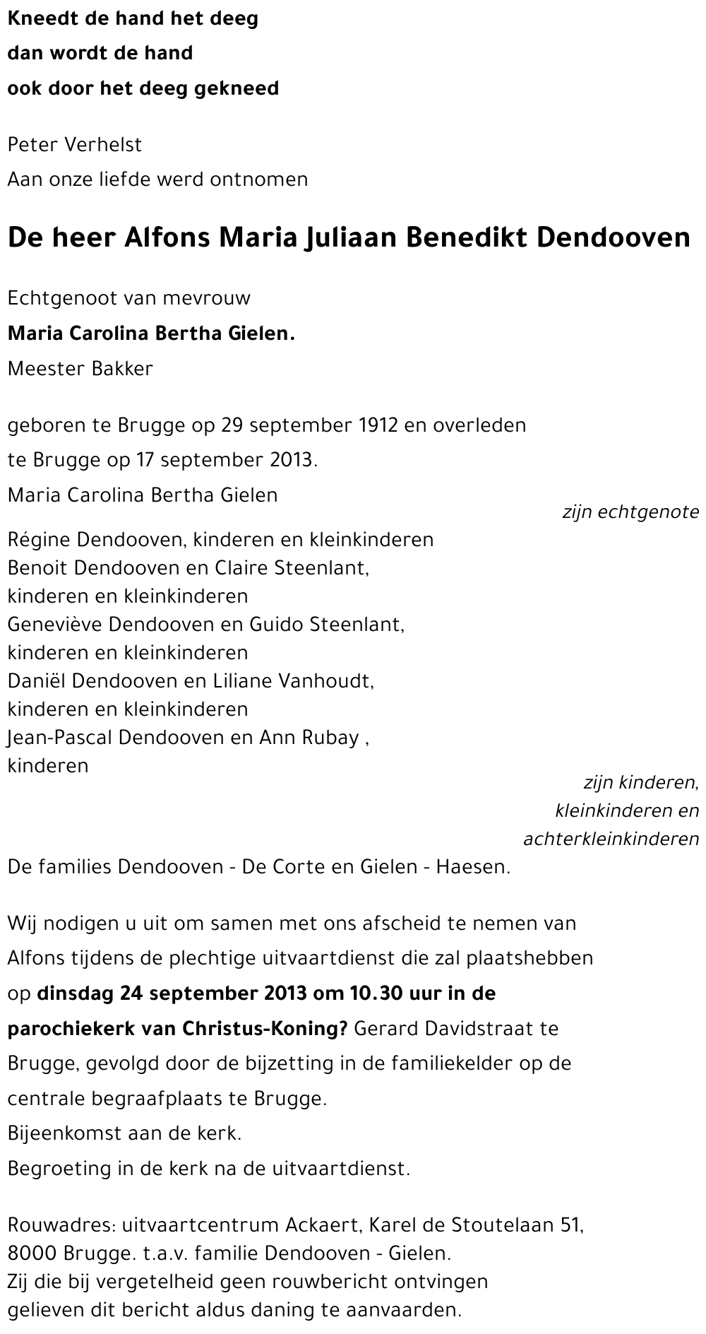 Alfons Maria Juliaan Benedikt Dendooven