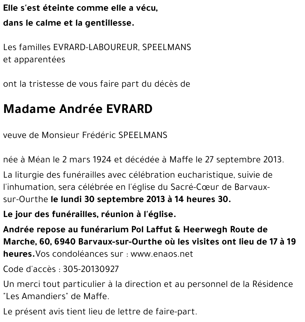 Andrée EVRARD