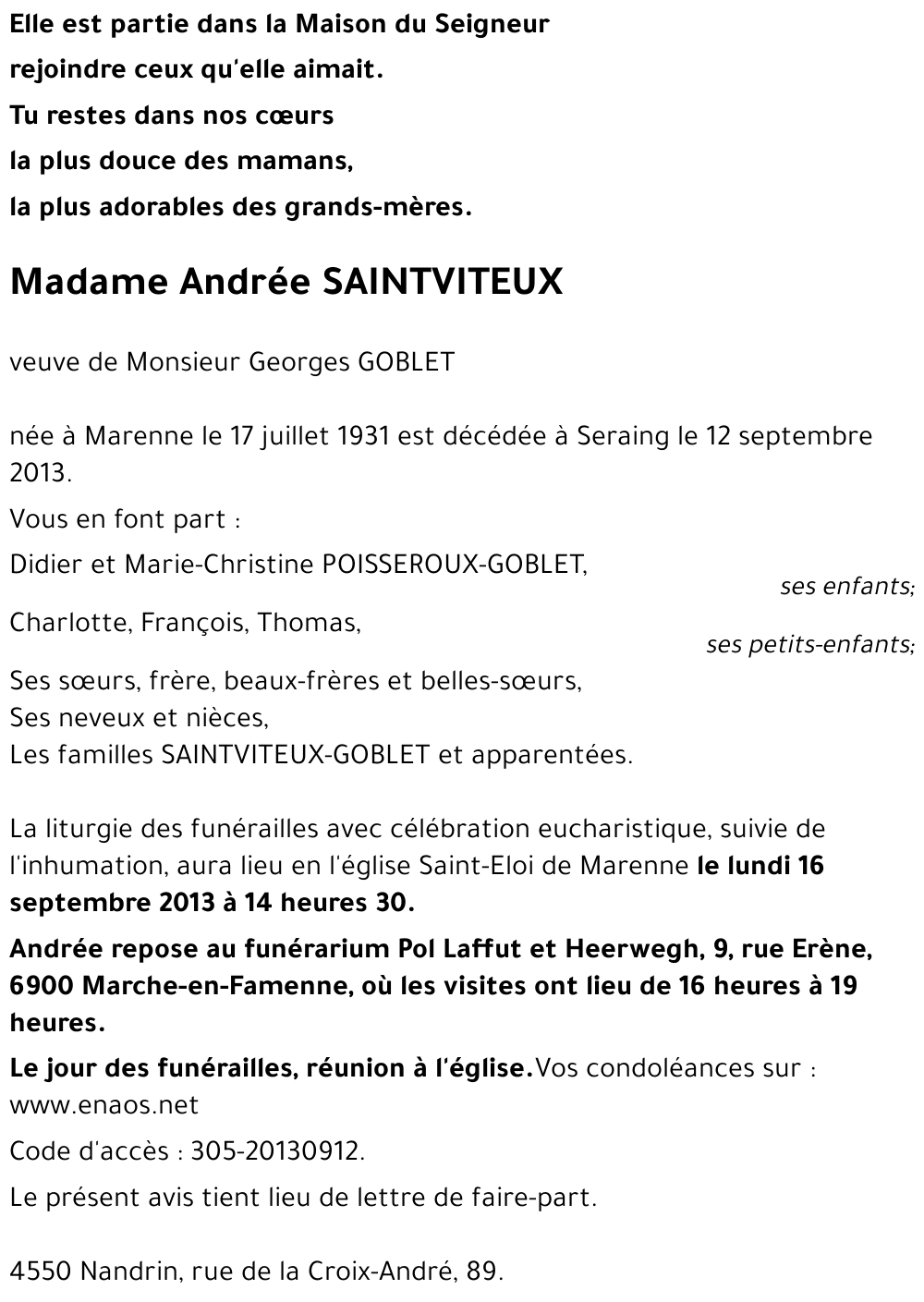 Andrée SAINTVITEUX