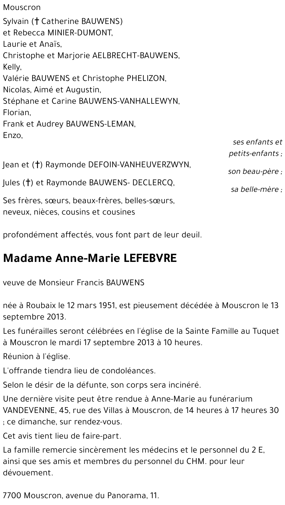 Anne-Marie LEFEBVRE