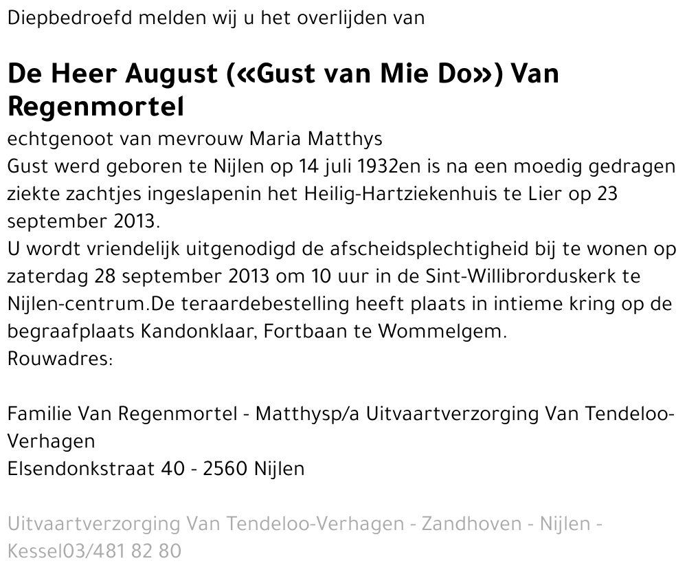 August Van Regenmortel