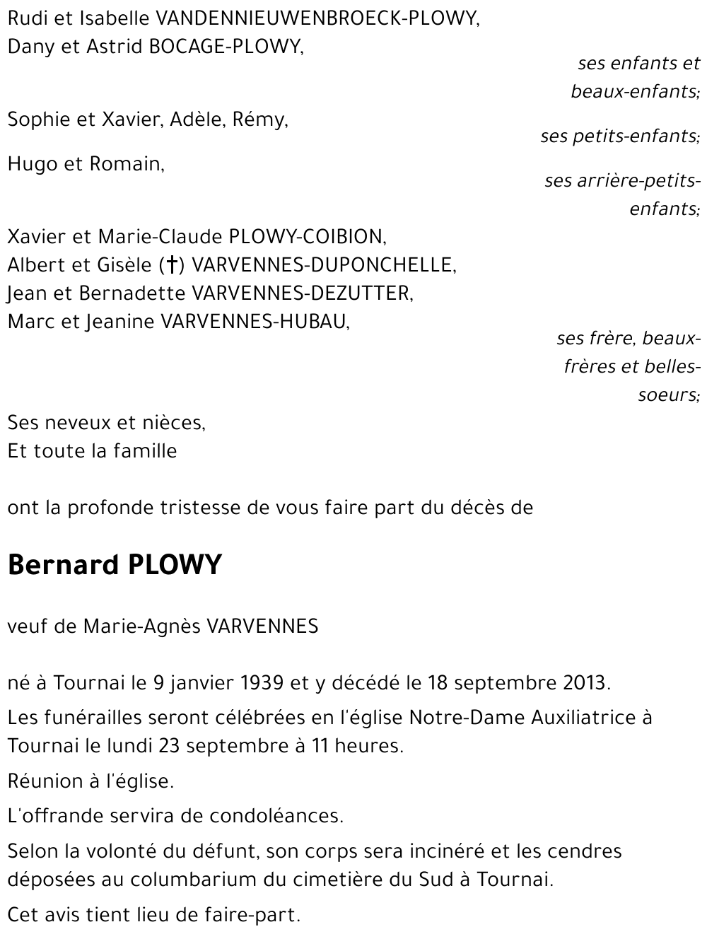Bernard PLOWY