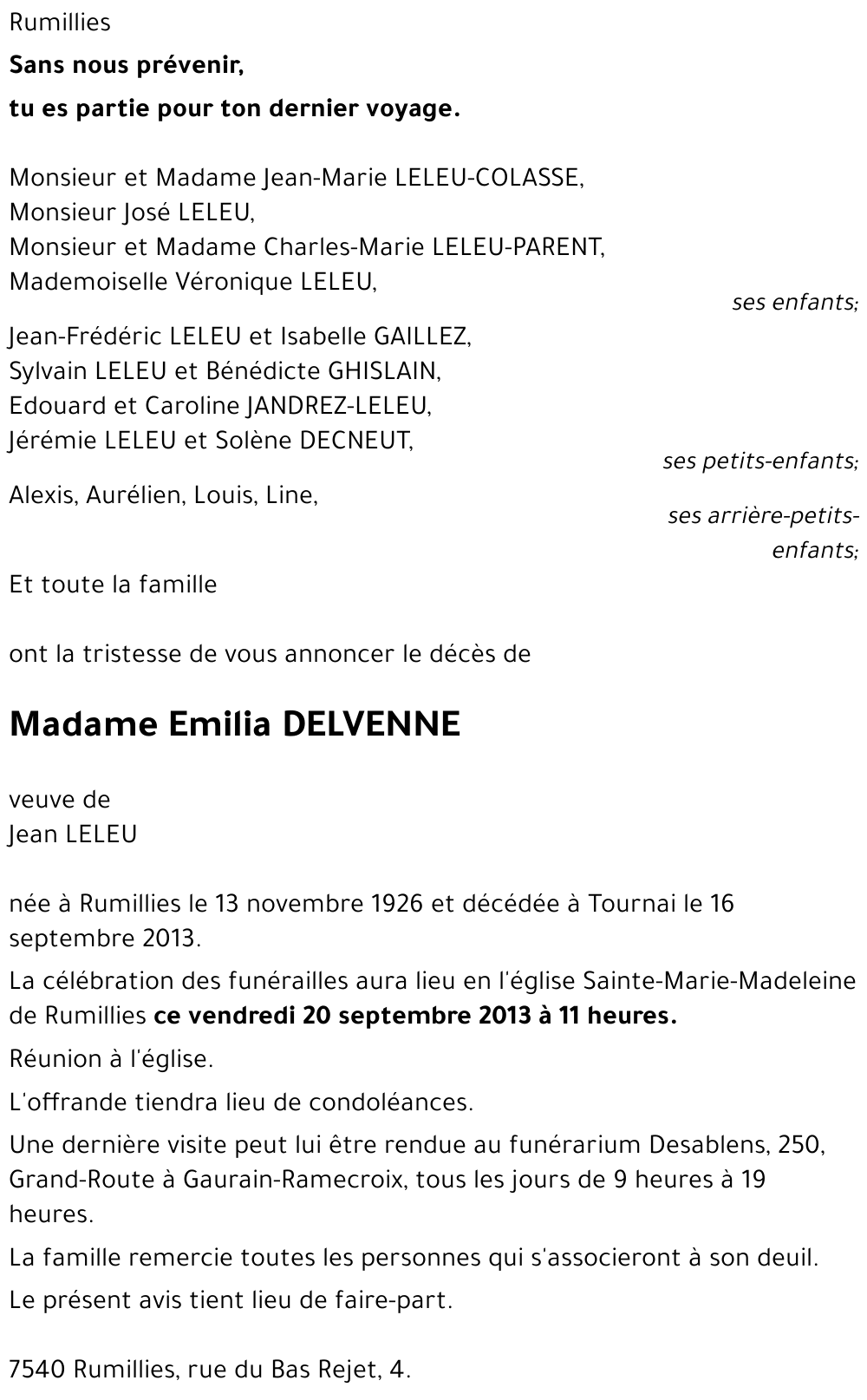 Emilia DELVENNE