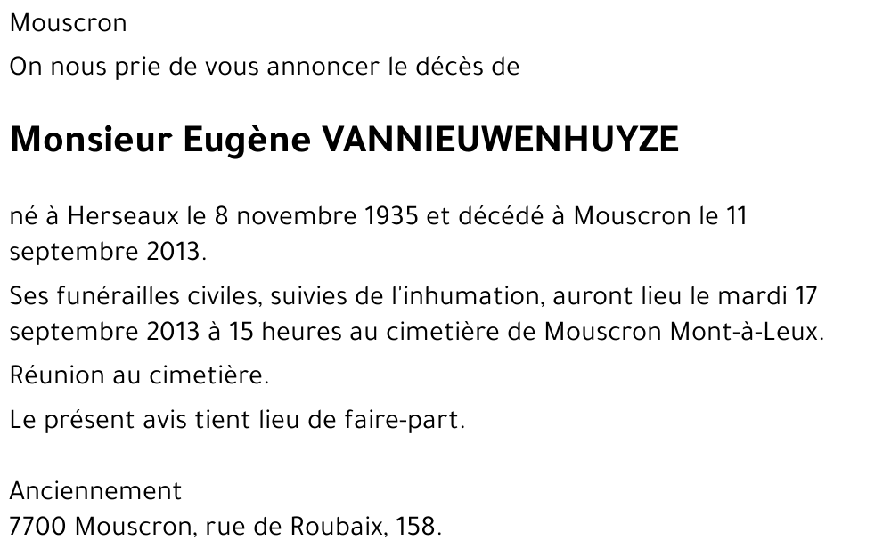 Eugène VANNIEUWENHUYZE
