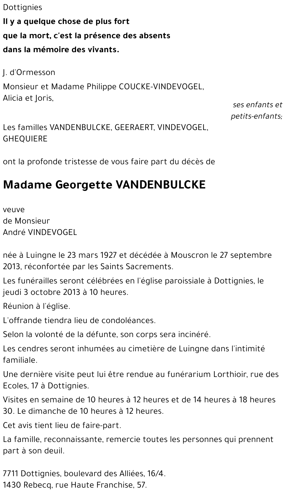 Georgette VANDENBULCKE
