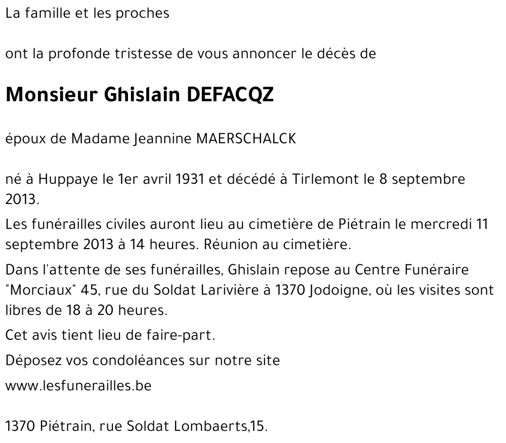 Ghislain DEFACQZ