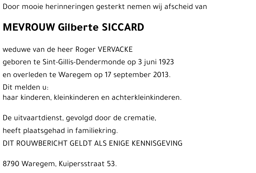 Gilberte SICCARD