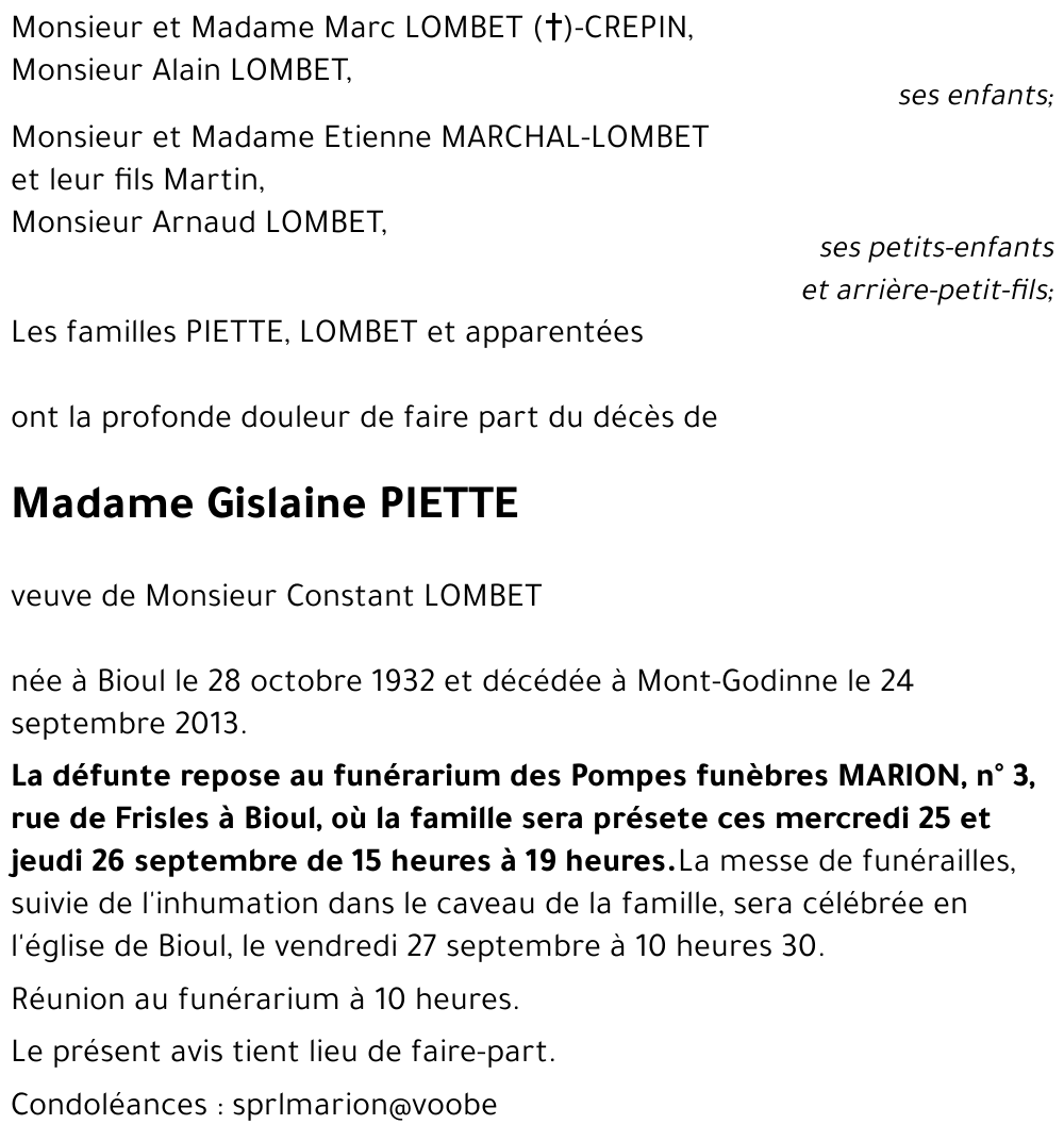 Gislaine PIETTE