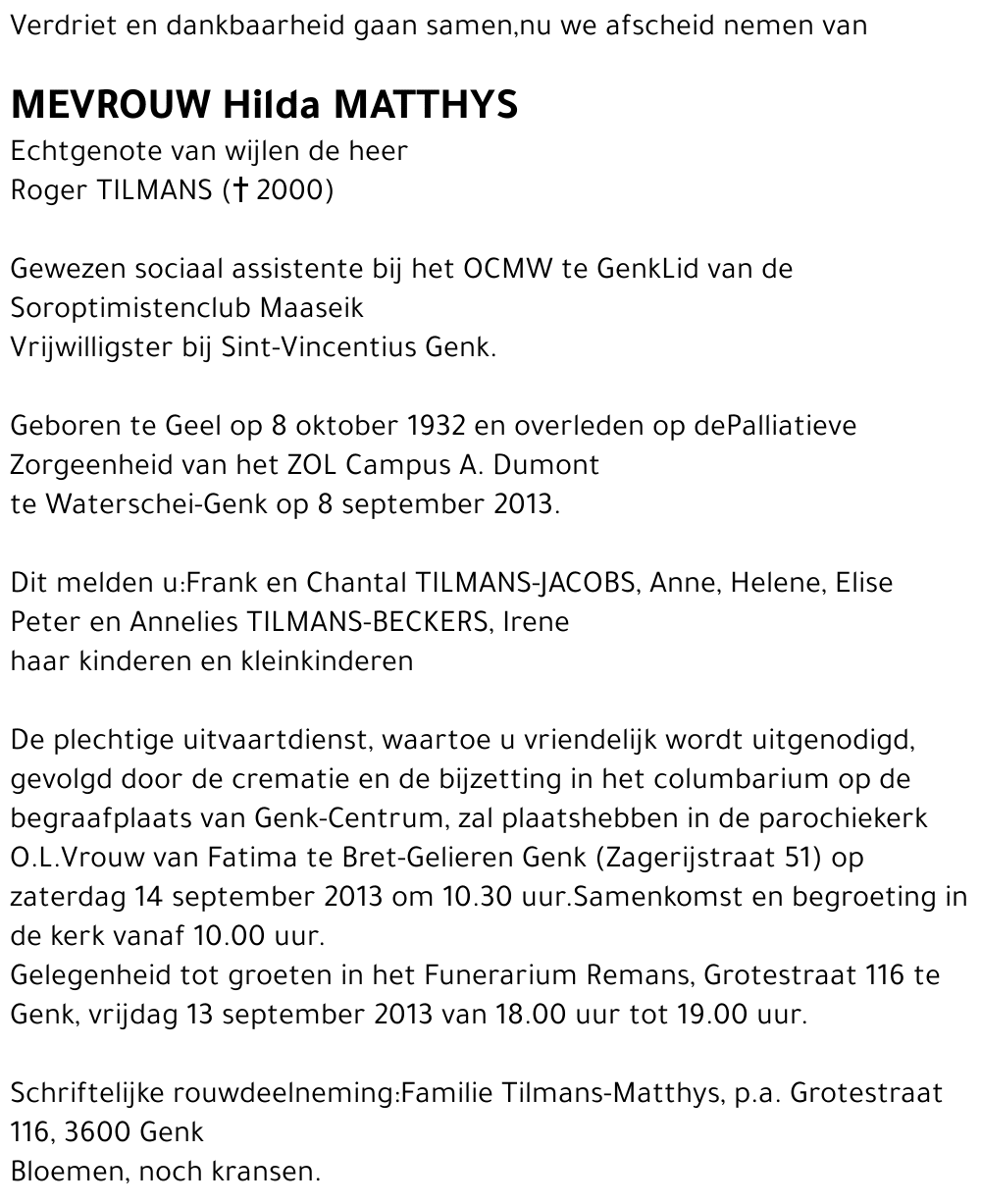Hilda MATTHYS
