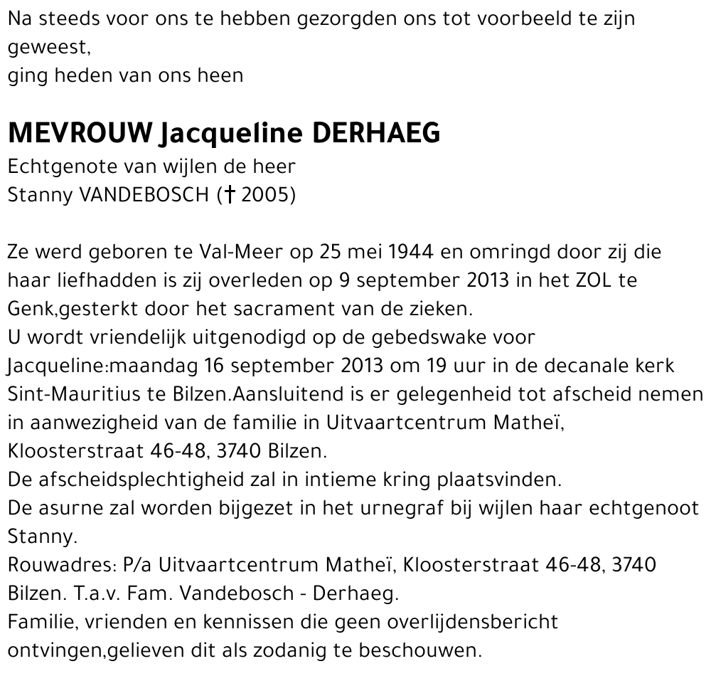 Jacqueline DERHAEG