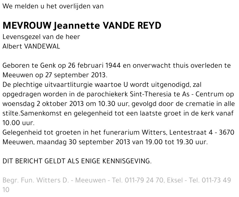 Jeannette Vande Reyd
