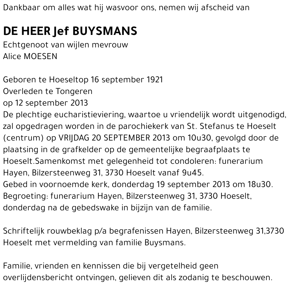 Jef BUYSMANS