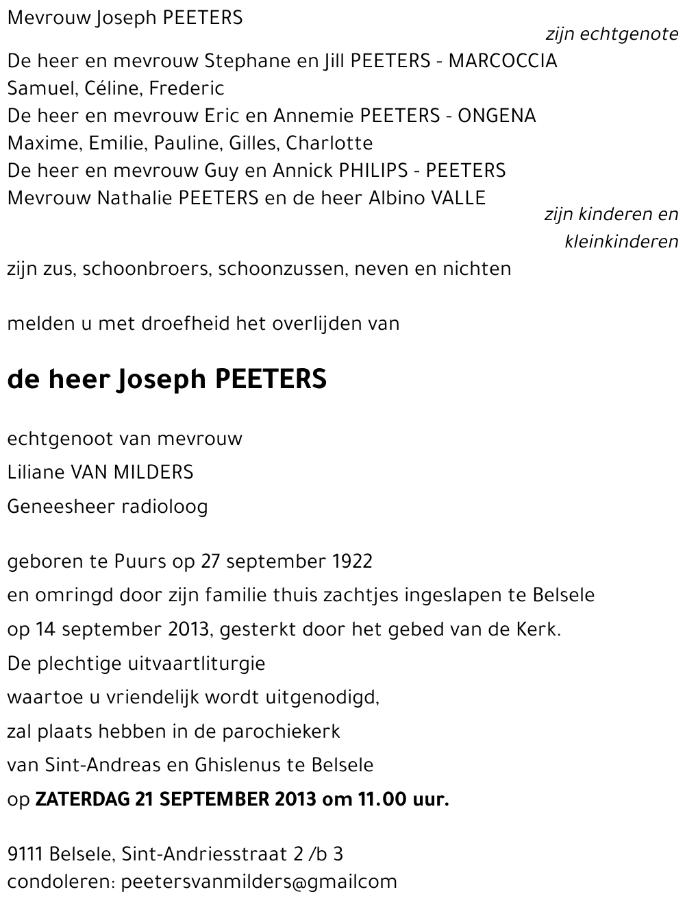 Joseph PEETERS