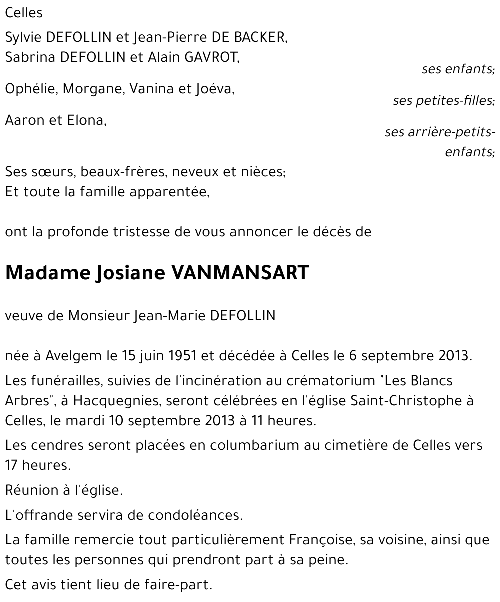 Josiane VANMANSART