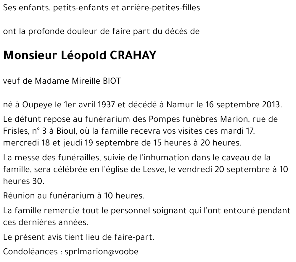 Léopold CRAHAY