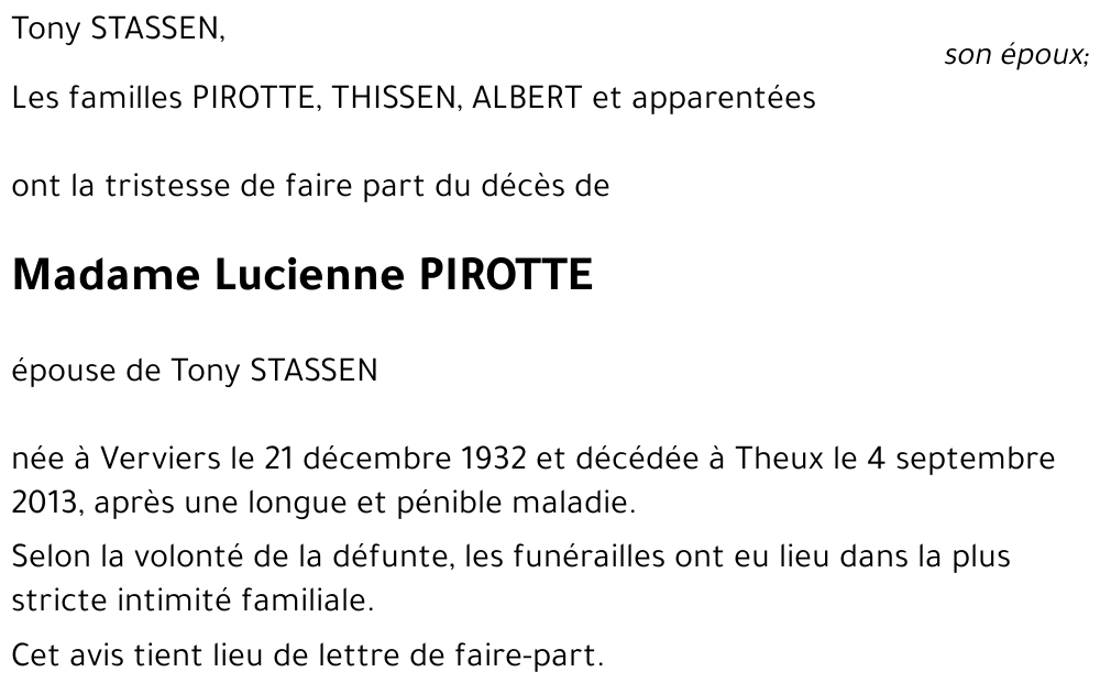Lucienne PIROTTE