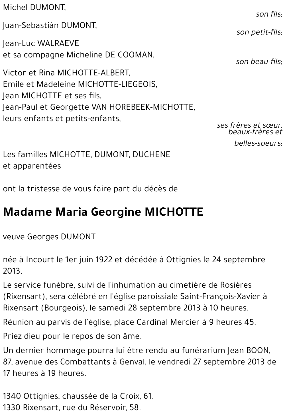 Maria Georgine MICHOTTE