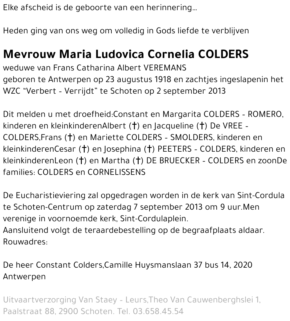 Maria Ludovica Cornelia Colders