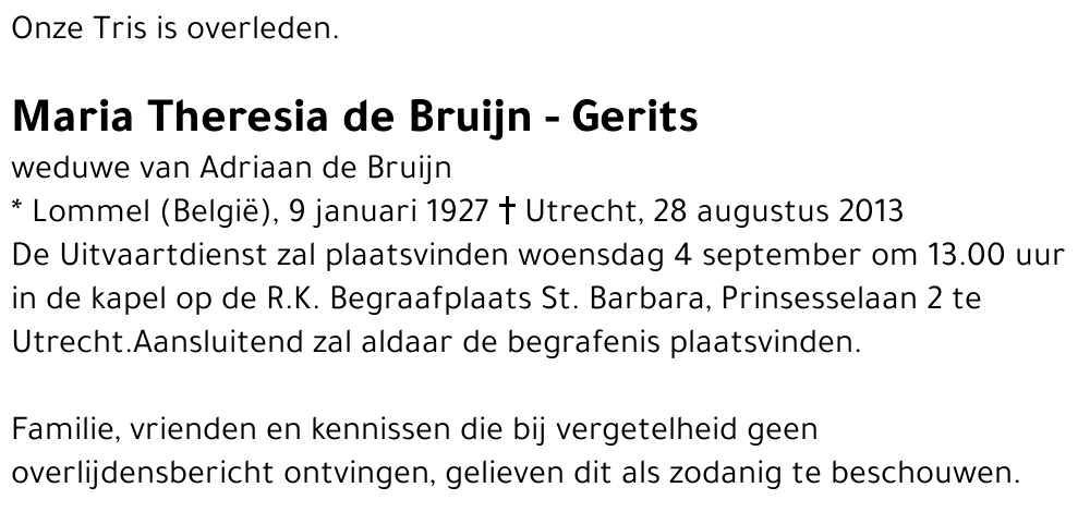 Maria Theresia de Bruijn-Gerits