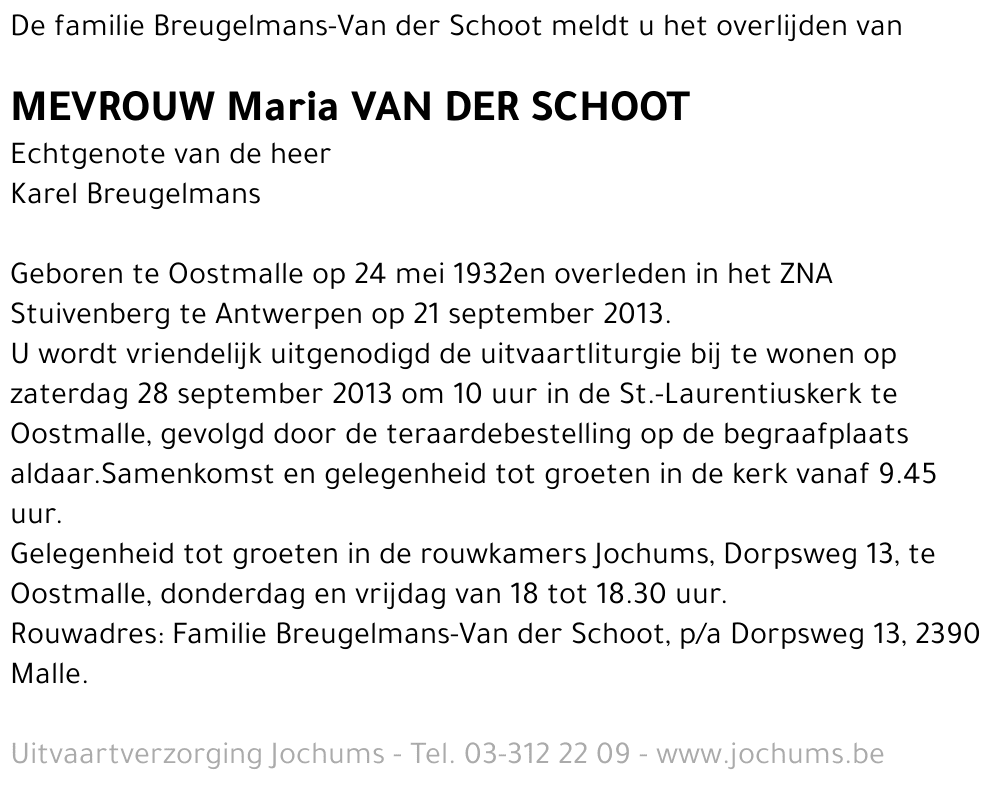 Maria Van der Schoot