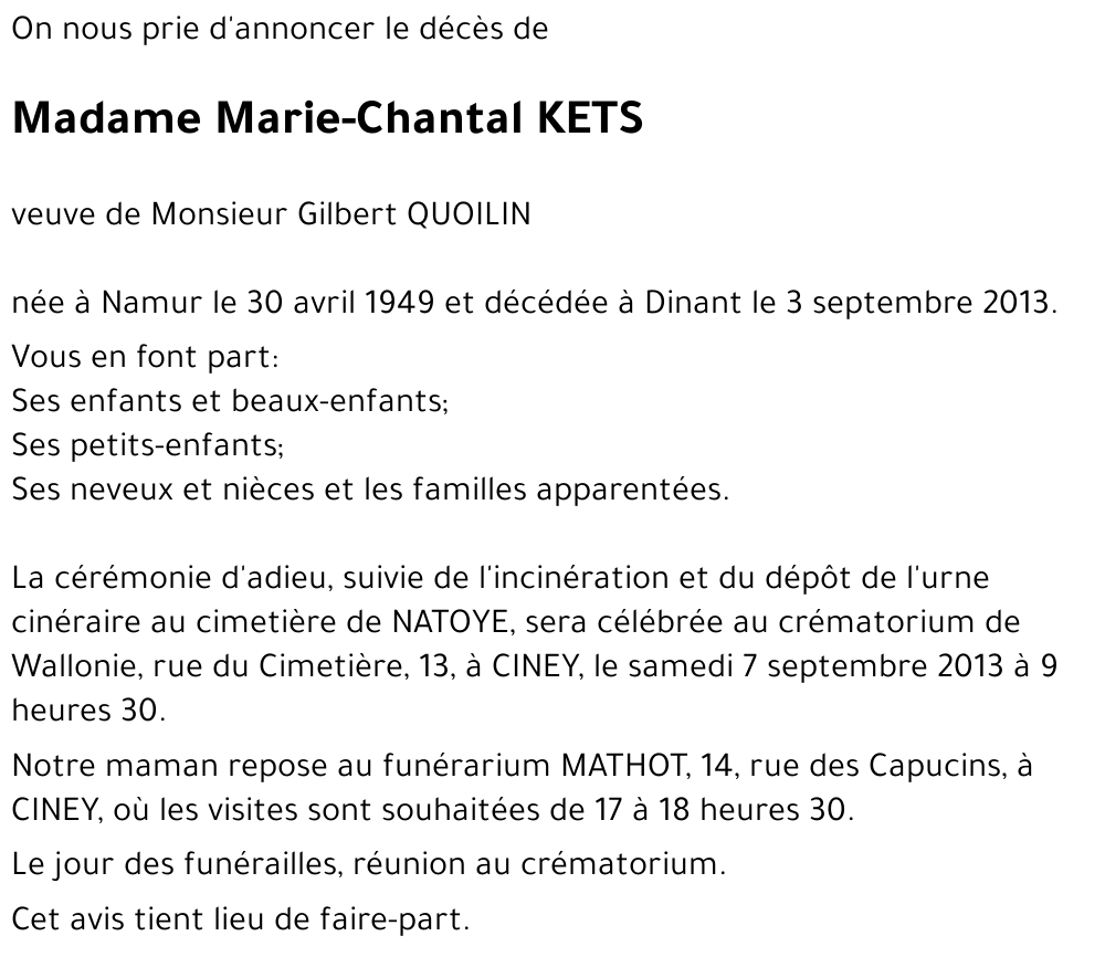 Marie-chantal KETS
