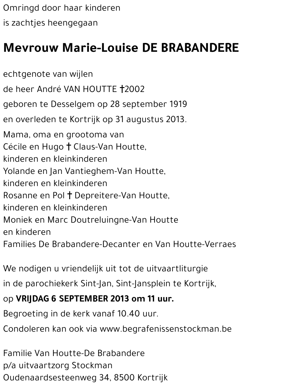 Marie-Louise DE BRABANDERE