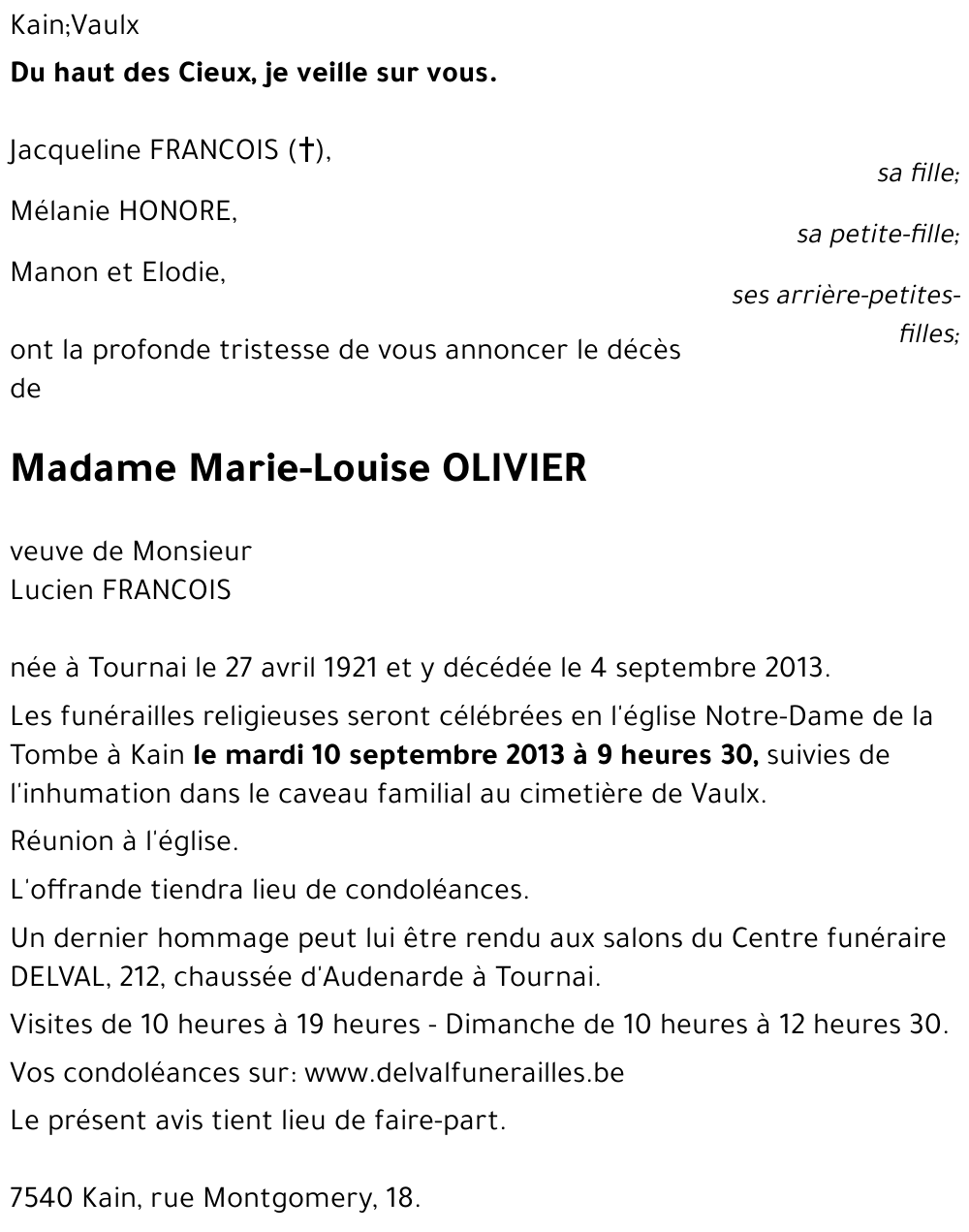 Marie-Louise OLIVIER