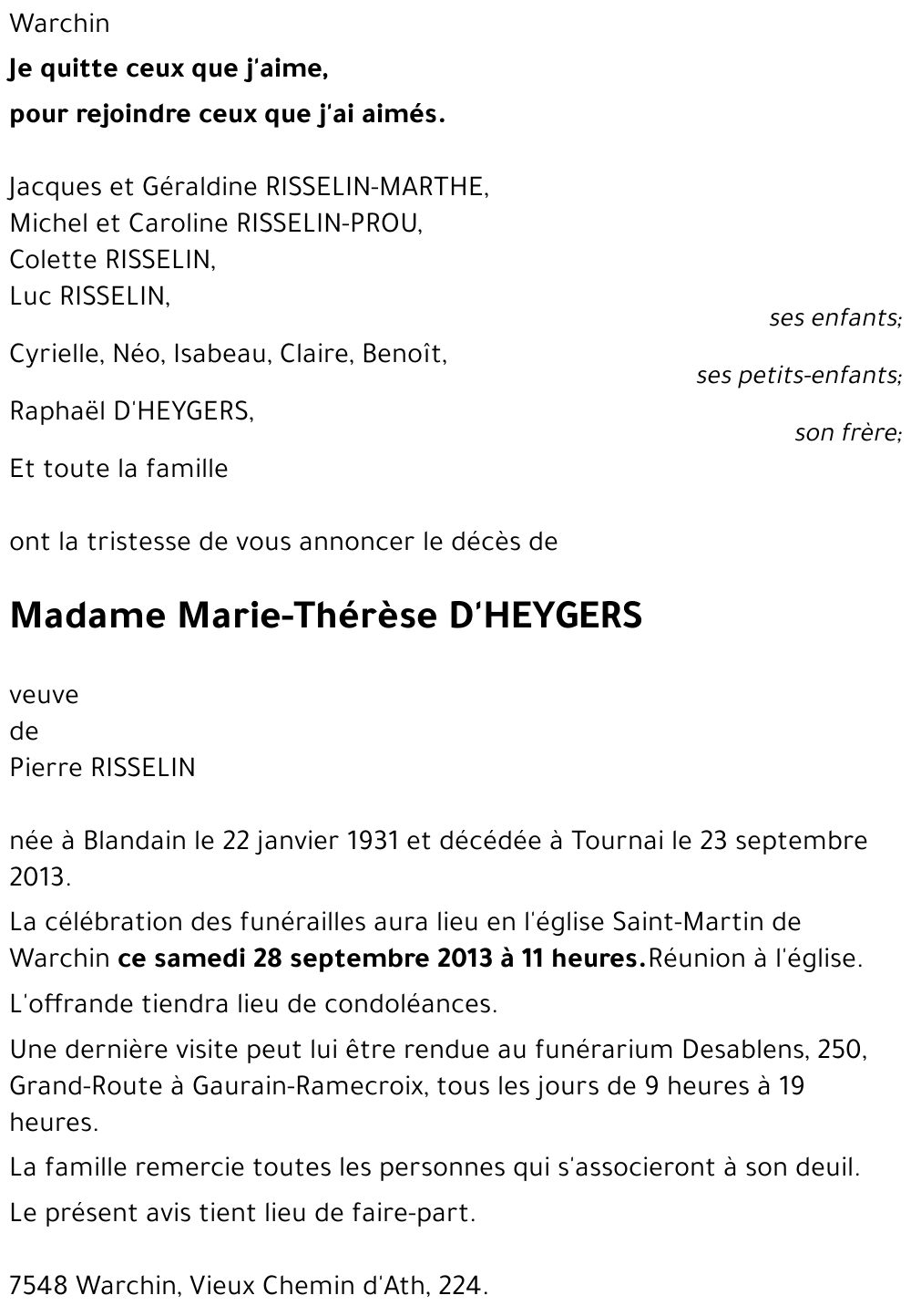 Marie-Thérèse D'HEYGERS