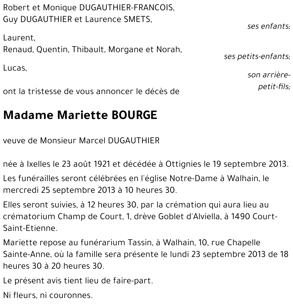 Mariette BOURGE
