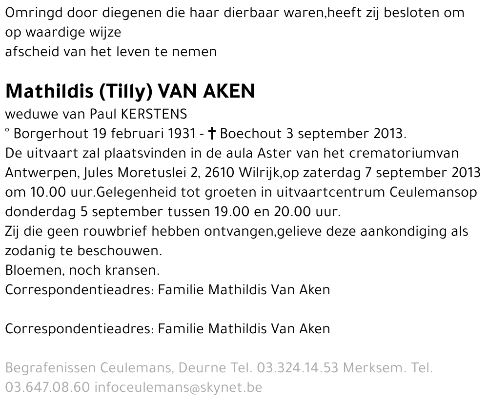 Mathildis (Tilly) Van Aken