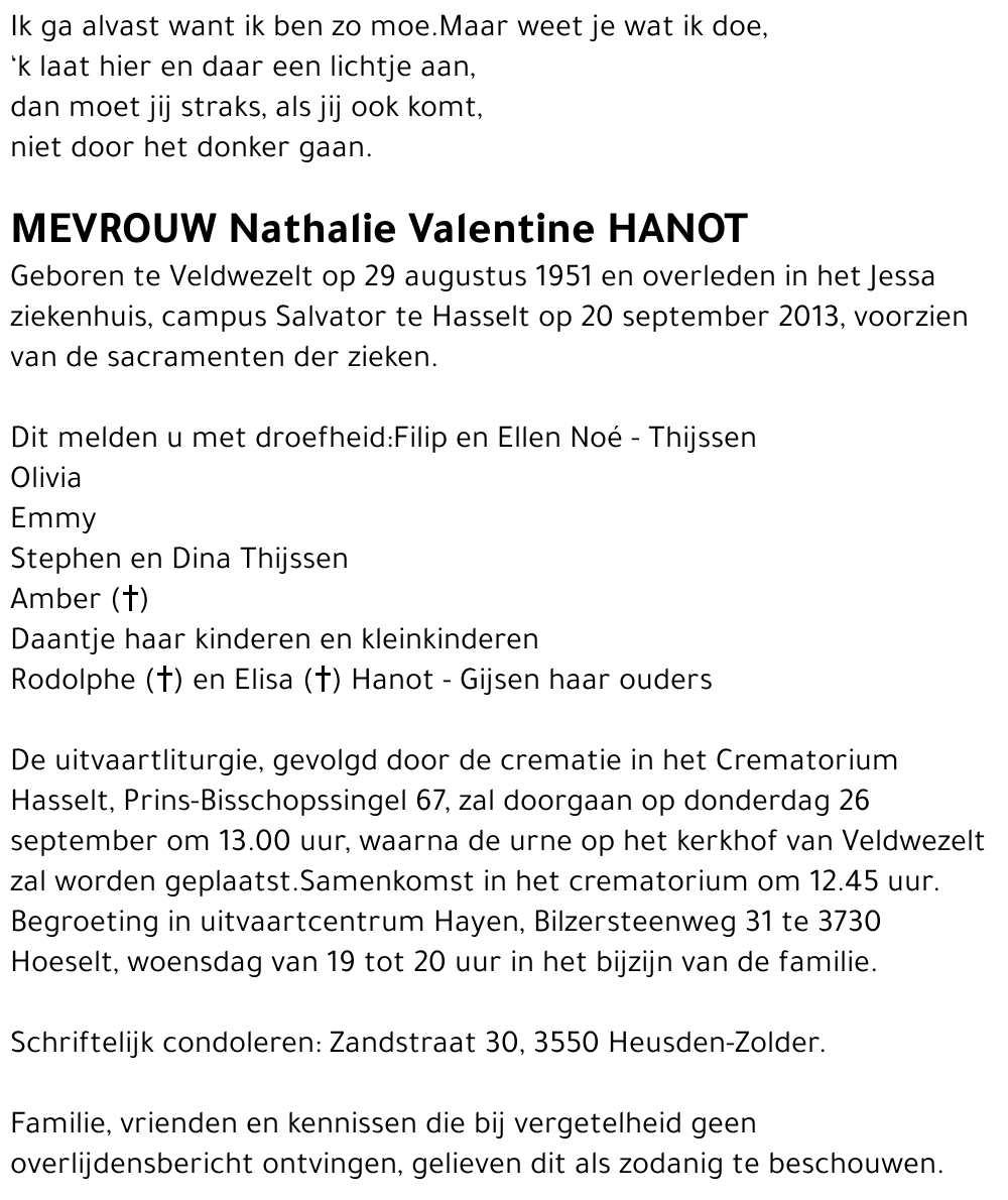 Nathalie Valentine HANOT