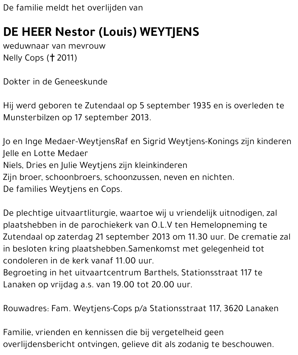 Nestor (Louis) Weytjens