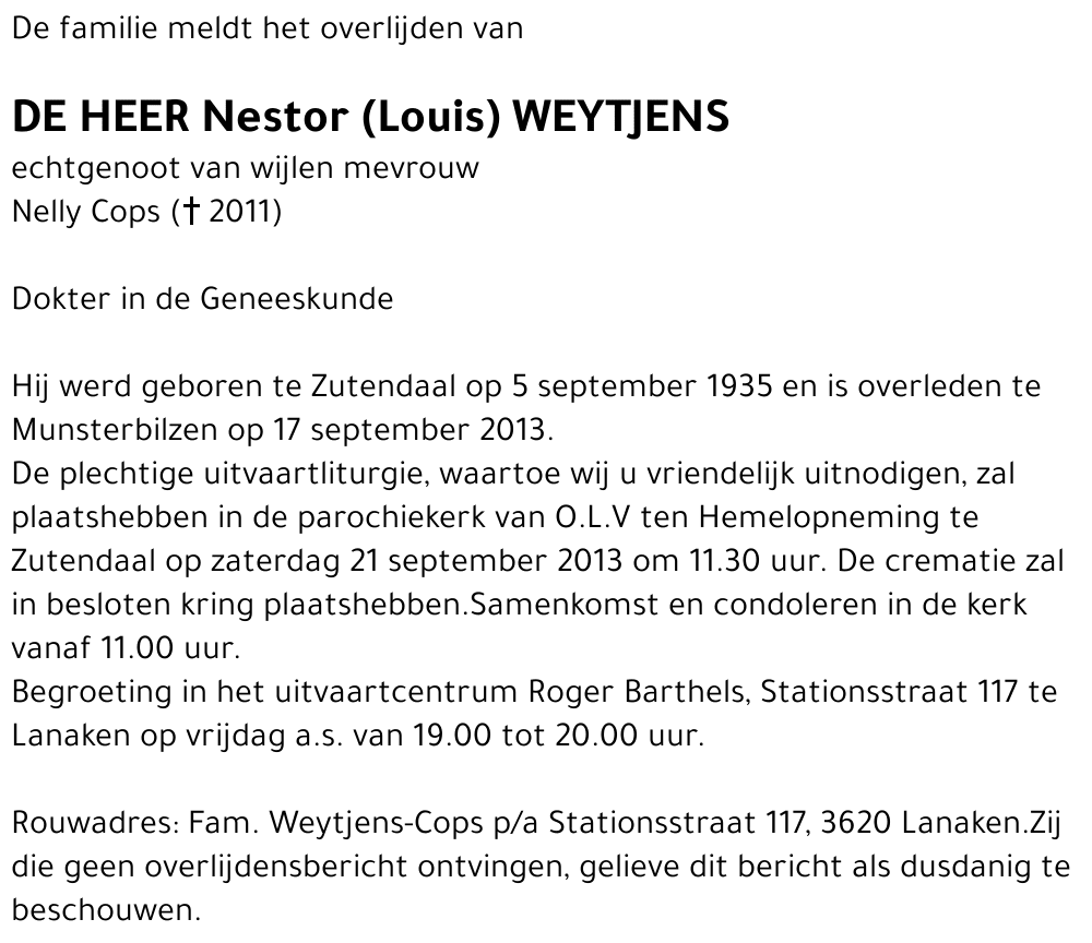 Nestor (Louis) Weytjens