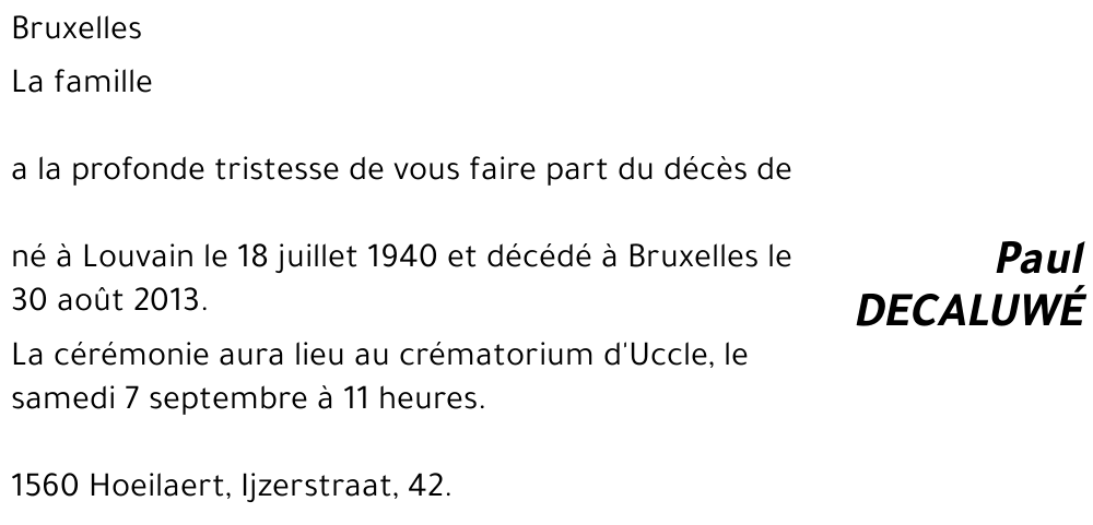 Paul DECALUWÉ
