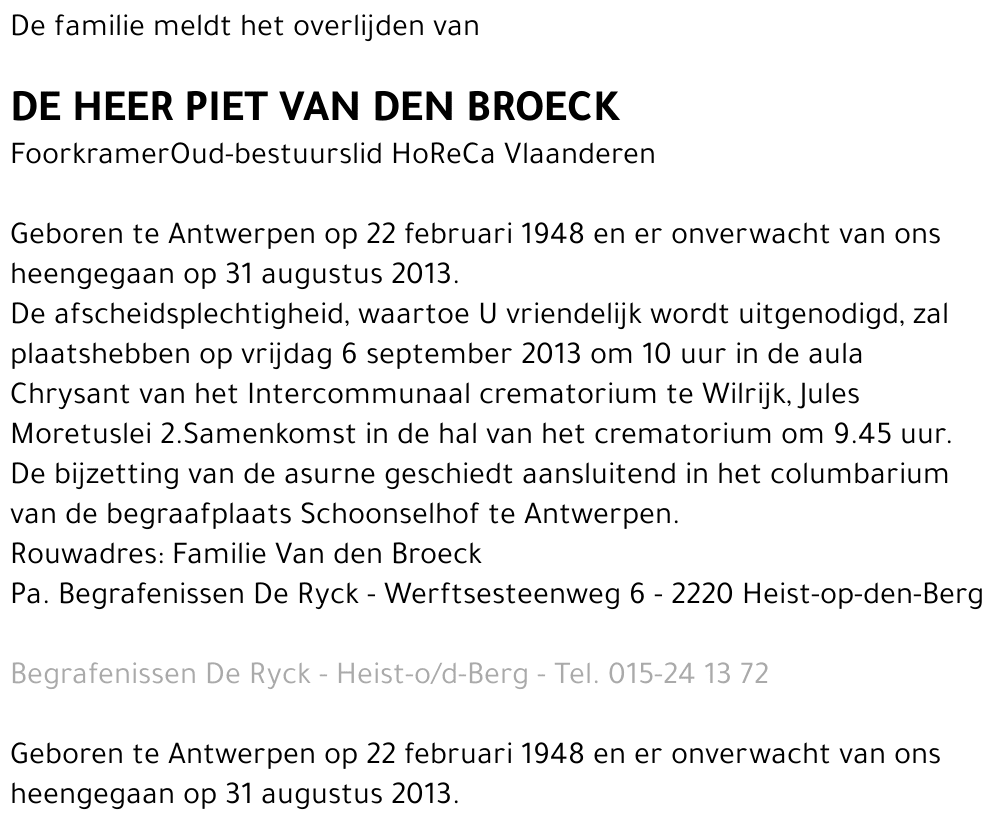 PIET VAN DEN BROECK