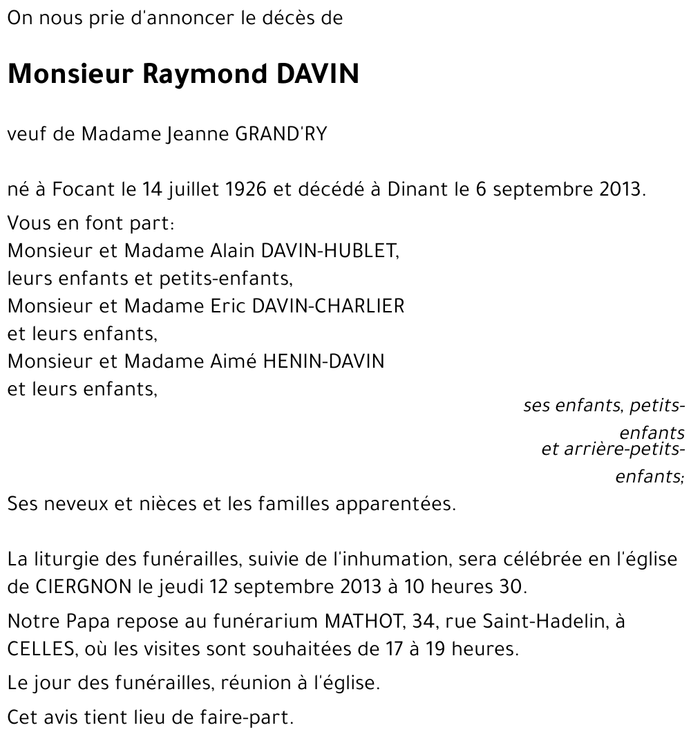 Raymond DAVIN