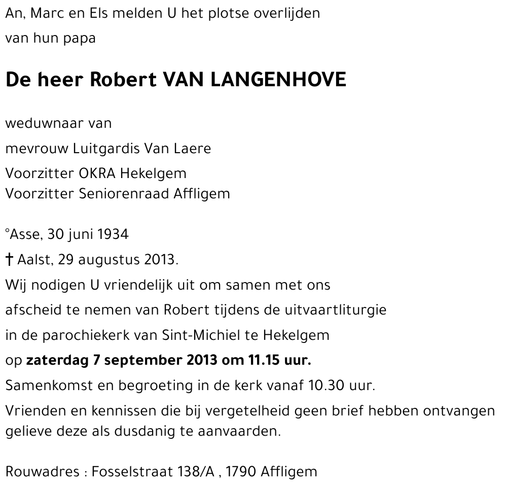 Robert VAN LANGENHOVE