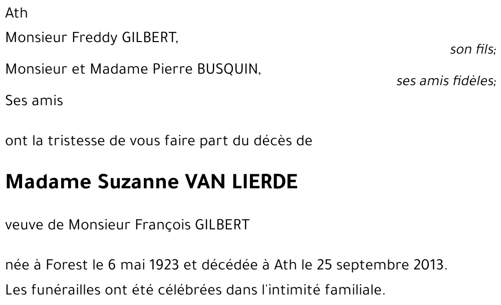 Suzanne VAN LIERDE