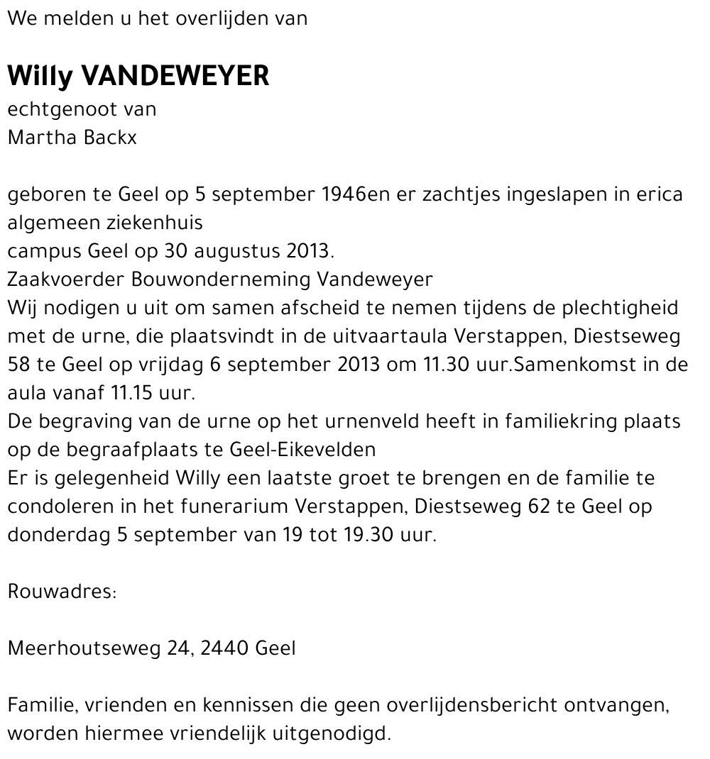 Willy Vandeweyer
